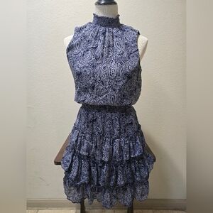 MSK Navy Paisley Mini Skirt